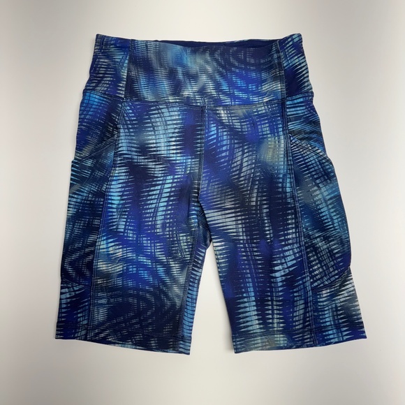 🌴 Lululemon Blue Palm Print High-Rise Shorts – Size 4 🌴 - Picture 1 of 5
